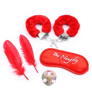 Black Red Pink Bondage Kit 4pcs-<b>set</b> <b>Handcuffs</b> Sex Dice Spanking Feather Blindfold Eyepatch Flirting Exotic <b>Sexy</b> Toys for Lovers - Product Image 1
