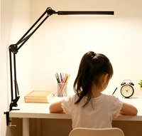 Lampe de bureau à pince LED avec bras articulé réglable, lampe de travail à fixation par pince pour bureau, atelier, étude et lecture