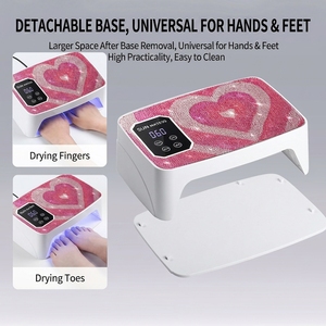 Lampe à ongles professionnelle portable sans fil UV LED en forme de cœur avec strass, séchoir à gel rechargeable pour fournitures de salon de manucure en gros - Product Image 4