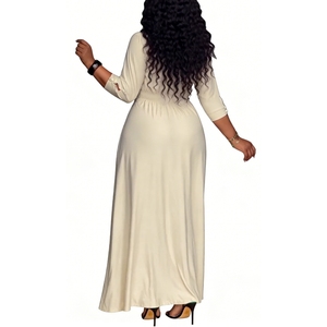 เดรสยาวคอตั้งติดกระดุมสำหรับผู้หญิง - ชุดเดรสออกงานสไตล์วินเทจแฟชั่น - Product Image 5