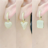 Boucles d'oreilles micro-pavées CZ transparentes CH-CKE0686, boucles d'oreilles créoles tendance en gros, nouvelles boucles d'oreilles plaquées CZ au design original