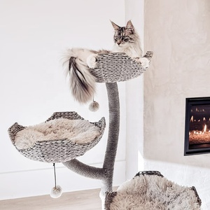 Naturholz Kratz baum Halloween Holz Kratz turm Bett Hängematte Große Katzen Perfektes Spielzeug Klettern Kratz baum Korb