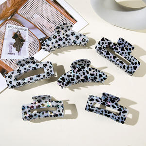 Pince à cheveux verticale grande taille en acrylique imprimé léopard style coréen, nouvelle mode, pinces requin - Product Image 2