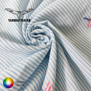 Vải cotton hữu cơ 100% 85GSM, dệt nhuộm mềm mại, thoáng khí, họa tiết sọc twill jacquard, bán buôn, dùng may quần áo, đầm - Product Image 1