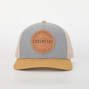 Diseño de alta calidad Gorras de 6 paneles al por mayor gorra de camionero de moda personalizada parche de cuero Logo gris algodón deporte clásico sombrero de malla - Product Image 2