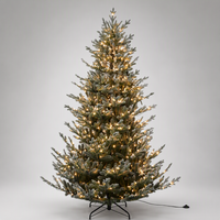 Nouvelle conception de sapin de Noël blanc chaud de luxe, 7 pieds (210 cm), sapin de Noël vert de qualité supérieure, écologique, avec des cônes de pin et des baies rouges