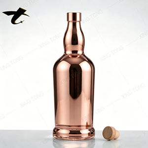 Botella de Vidrio Transparente Electrochapada de 500ml, 700ml, 750ml, Vacía, con Tapón de Corcho para Vodka, Brandy, Whisky, <span class=keywords><strong>Tequila</strong></span> - Product Image 4