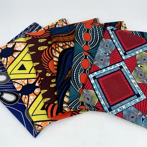 African batik double sided polyester geometric wax printing fabric for Garment