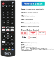 Télécommande HUAYU RM-L1726 V2 AKB75095307 AKB75375604 AKB74915305 pour téléviseur intelligent LED LCD LG