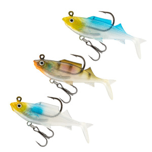 ชุดเหยื่อตกปลาแบบนิ่มลายทางสีเขียว 3 ชิ้น พร้อมหางรูปตัว T ทำจาก PVC ตา 3 มิติ ลอยน้ำได้ เหมาะสำหรับตกปลาเทราต์ <span class=keywords><strong>ปลา</strong></span>กะพง <span class=keywords><strong>ปลา</strong></span>เบส  ลดราคาพิเศษ - Product Image 2