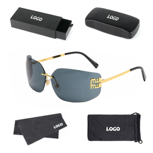 Occhiali da Sole Quadrati di Alta Gamma Stile <span class=keywords><strong>Y2K</strong></span> Millennium, Alla Moda, Senza Montatura in Metallo, Grandi, Retrò, Bianchi/Rossi, Popolari in Europa, Protezione UV400 - Product Image 1
