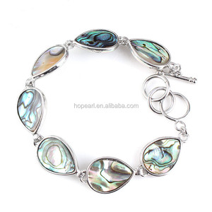 MOP100, joyería de estilo bohemio, pulsera de concha de <span class=keywords><strong>Paua</strong></span> Natural con forma de lágrima