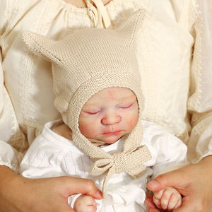 Mimixiong - Gorros de Punto para Bebé Recién Nacido, con Orejas Adorables, 100% Algodón, Cálidos, con Correa Ajustable - Product Image 1