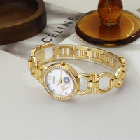 Montre-bracelet à quartz pour femme, style rétro, avec strass et cadran ajouré, multicolore, haute esthétique, pour usage quotidien, cadeau, vente en gros