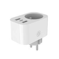 Prise intelligente WiFi Tuya avec mesure de la consommation électrique, 1 prise AC, 2 USB A, 1 Type C PD20W à charge rapide, CE RED RoHS