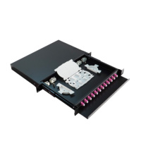 Untuk 24-Port LC-OM4 Singlemode GSM Optical Fiber Distribution Frame Tipe Laci 1U 19-Inch Kabinet Rackmount Fiber Patch Panel