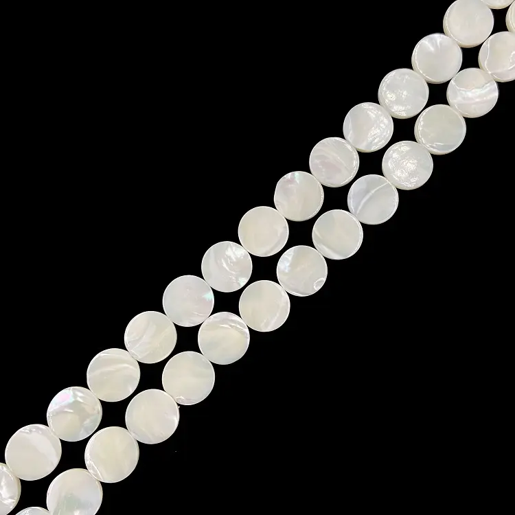 shell beads manufacture 20mm flat round shell beads for jewelry making