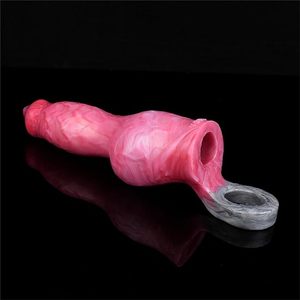 Funda para Pene con Nudo de Perro y Anillo Anticaída de Silicona Suave, Juguetes Sexuales para Agrandar y Extender el Pene para Hombres, Masturbador Masculino - Product Image 1