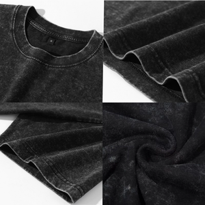 Heavyweight Cotton Drop Shoulder Tshirt Vintage Pigment Dyed Plain Blank Tee Distressed Frayed <b>Collar</b> Streetwear Unisex <b>T</b> <b>Shirt</b> - Product Image 4
