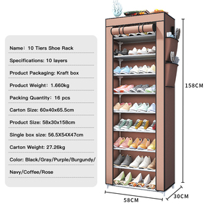 Organizador de Zapatos de 10 Niveles, Gran Capacidad, con Cubiertas, Ahorra Espacio Vertical, para Entrada o Dormitorio - Product Image 2