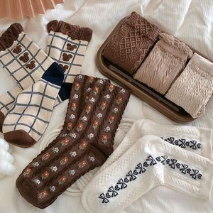 Earth Toned Women's Mid Calf Socks Autumn Winter Cartoon Style Slouch Socks One Size Fits All Trendy Long Socks - Product Image 4