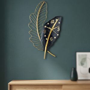 Modern Metal Leaf <b>Wall</b> <b>Clock</b> Abstract Geometric <b>Design</b> Silent Quartz Analog Hanging <b>Clock</b> for Living Room Decor - Product Image 6