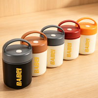Tasse à petit-déjeuner portable avec revêtement en acier inoxydable, couvercle et poignée, boîte à lunch écologique et mignonne pour flocons d'avoine, bouillie et soupe à emporter