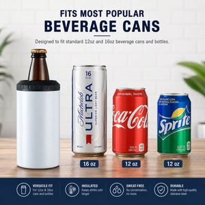 Custom Logo Powder Coated Vacuum <b>Insulated</b> <b>Mug</b> 16Oz 4 in 1 Can Cooler Stainless Steel Tumbler With 2 Lids - Product Image 5