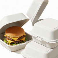 Boîte à hamburger pliable personnalisée en papier, boîte à nuggets de poulet frit, emballage alimentaire jetable à emporter pour restaurant