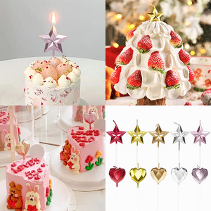 Five Pointed Star Birthday Candles Metallic Faceted Cake Decorations Happy Birthday Gift Party Supplies - Product Image 5
