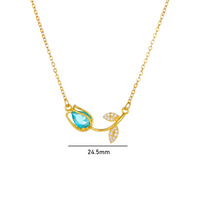 Collier à breloques géométriques en forme de tulipe pour femmes, en acier inoxydable, accessoires avec pierre en zircon, style classique, cadeau