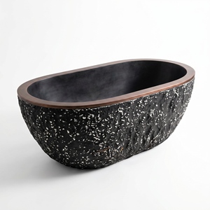 อ่างอาบน้ำรูปวงรีสั่งทำพิเศษสุดหรูหราทันสมัย ลายหยกหมึก ลายภาพวาดหมึก แบบตั้งพื้น สำหรับแช่ตัวในห้องน้ำ วิลล่า โรงแรม บ้าน - Product Image 6