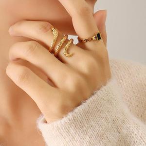 Anello Eternity Regolabile in Acciaio Inossidabile Placcato Oro 18K, Design Geometrico <span class=keywords><strong>Anime</strong></span> con Incastonatura a Castone in Pietra Naturale - Product Image 6