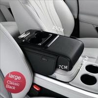 Boîte de rangement pour accoudoir central de voiture Micora Luxury Universal New 4 en 1, avec chargeur, en cuir, imperméable, avec coussin rouge