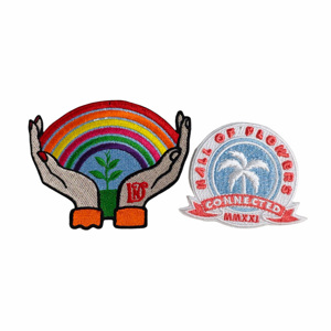 Muestra Gratuita de Parche de Chenilla Bordado Personalizado, Parches de Ropa Tejidos Termoadhesivos de Alta Calidad con Diseño de Flores y Corazones - Product Image 2