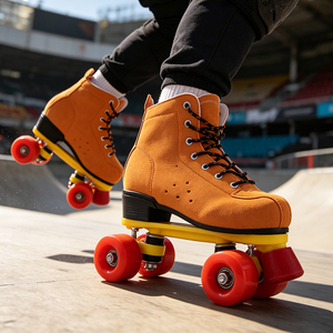Patins à roulettes quad pour adultes en cuir suédé, double rangée, quatre roues en PU, chaussures de patinage récréatives d'extérieur Ruidongle - Product Image 2