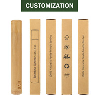 Brosses à dents en bambou naturel personnalisées dans un tube en bambou pour les voyages, les hôtels et les chambres d'hôtes