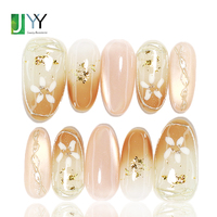 Uñas Postizas de Gel 3D Inspiradas en Diseños de Flores, Pintadas a Mano, Juego de Uñas Postizas con Logotipo Personalizado, Uñas Acrílicas de Alta Calidad Hechas a Mano