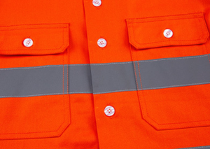 Chemise de travail réfléchissante <span class=keywords><strong>en</strong></span> coton pur orange fluorescent avec col rabattu, maille respirante, logo imprimé ou brodé personnalisé - Product Image 4