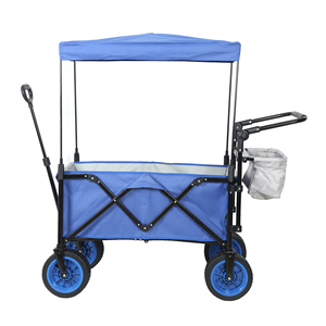 Factory Sale Portable Camping Trolley <strong>Beach</strong> Storage Folding Wagon <strong>Cart</strong> With Wheels and Awning - Product Image 1