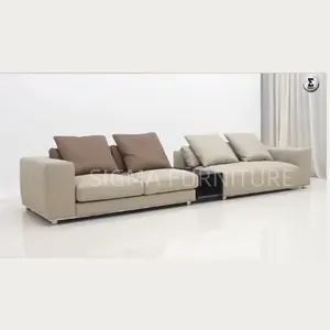 Sofá de cuero de lujo moderno, diseño seccional con piel de vaca de primera calidad, espaciosos muebles de madera para sala de estar de Villa