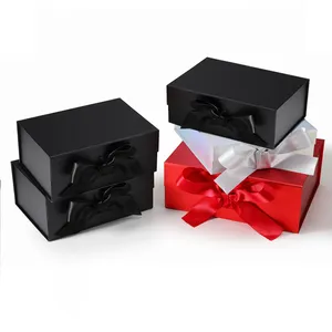 Изготовленный на заказ логотип Роскошная складная картонная подарочная коробка высокого качества с лентой для одежды/косметики/чашек