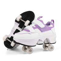 Chaussures à roulettes 4 roues sûres et durables pour garçons et filles, baskets tendance avec roues, chaussures décontractées à double usage pour le patinage