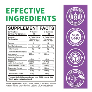 Gummies apaisantes au glycinate de magnésium de qualité alimentaire, personnalisées en usine, complément de sommeil halal premium, soutien de la mémoire, soulagement du stress - Product Image 2