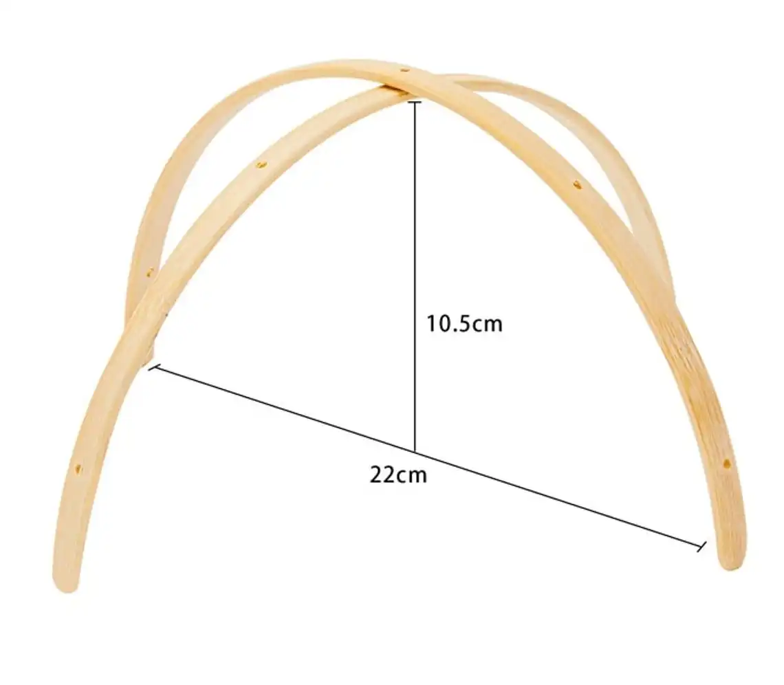 Art craft supplies custom cheap bulk kit fai-da-te arco di bambù naturale incompiuto appendiabiti in legno mobile presepe telaio per baby mobile