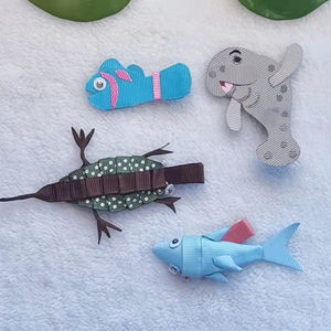 Petit bébé filles dessin animé lamantin dauphin poisson rouge petit ruban cheveux arc avec demi-doublé clip enfants <span class=keywords><strong>barrette</strong></span> - Product Image 3