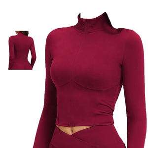 Wholesale Womens Breathable Full Zip Yoga <b>Jacket</b> Custom Logo <b>Workout</b> Long Sleeve Fitness Running Sportswear Activewear - Product Image 2