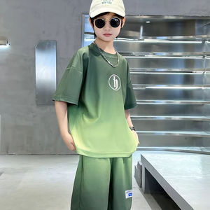 Trajes de <span class=keywords><strong>ropa</strong></span> para niños con estampado degradado para niños, camisetas y pantalones cortos, <span class=keywords><strong>ropa</strong></span> de verano de moda para <span class=keywords><strong>adolescentes</strong></span> - Product Image 1