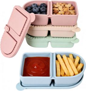 Silicone 2-Compartment Container Food <b>Storage</b> <b>for</b> Seasoning Sauce Baby Food Snack Fresh-Keeping <b>Kitchen</b> Organizer - Product Image 1