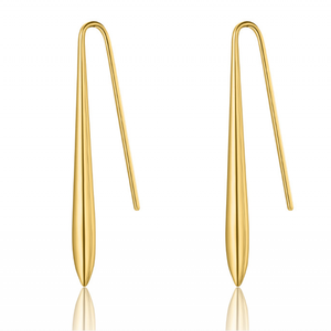 Trang Sức Sang Trọng Bông Tai Toòng Teng Giọt Nước Mắt Mạ Vàng 18K Bông Tai Vàng Thép Không Gỉ Chunky - Product Image 4